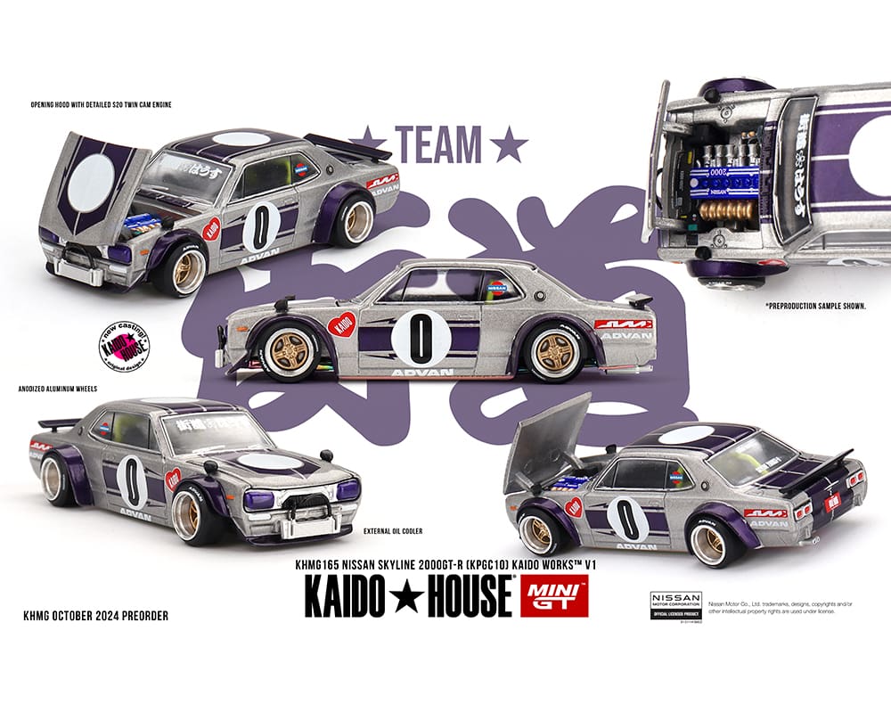 Kaido House x Mini GT 1:64 Nissan Skyline GT-R (KPGC10) Kaido Works V1 – Silver