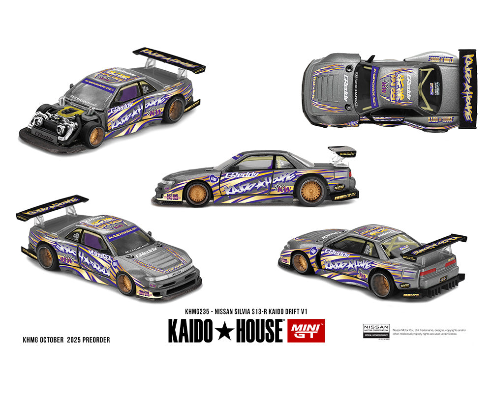 (Preorder) Kaido House x Mini GT Nissan Silvia S13-R Kaido Drift V1 Greddy – Gunmetal Gray - House of Cars Virginia