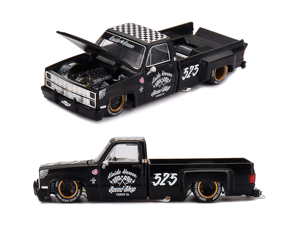 (Preorder) Kaido House x Mini GT Chevrolet Silverado Dually Hot Rod V1 – Flat Black - House of Cars Virginia
