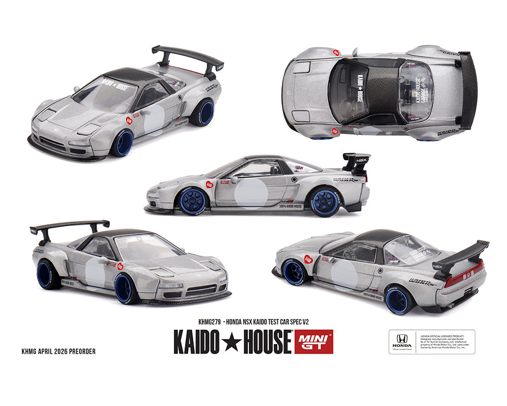 (Preorder) Kaido House x Mini GT Honda NSX Kaido Test Car Spec V2 – Silver w/ Carbon - House of Cars Virginia