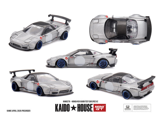 (Preorder) Kaido House x Mini GT Honda NSX Kaido Test Car Spec V2 – Silver w/ Carbon