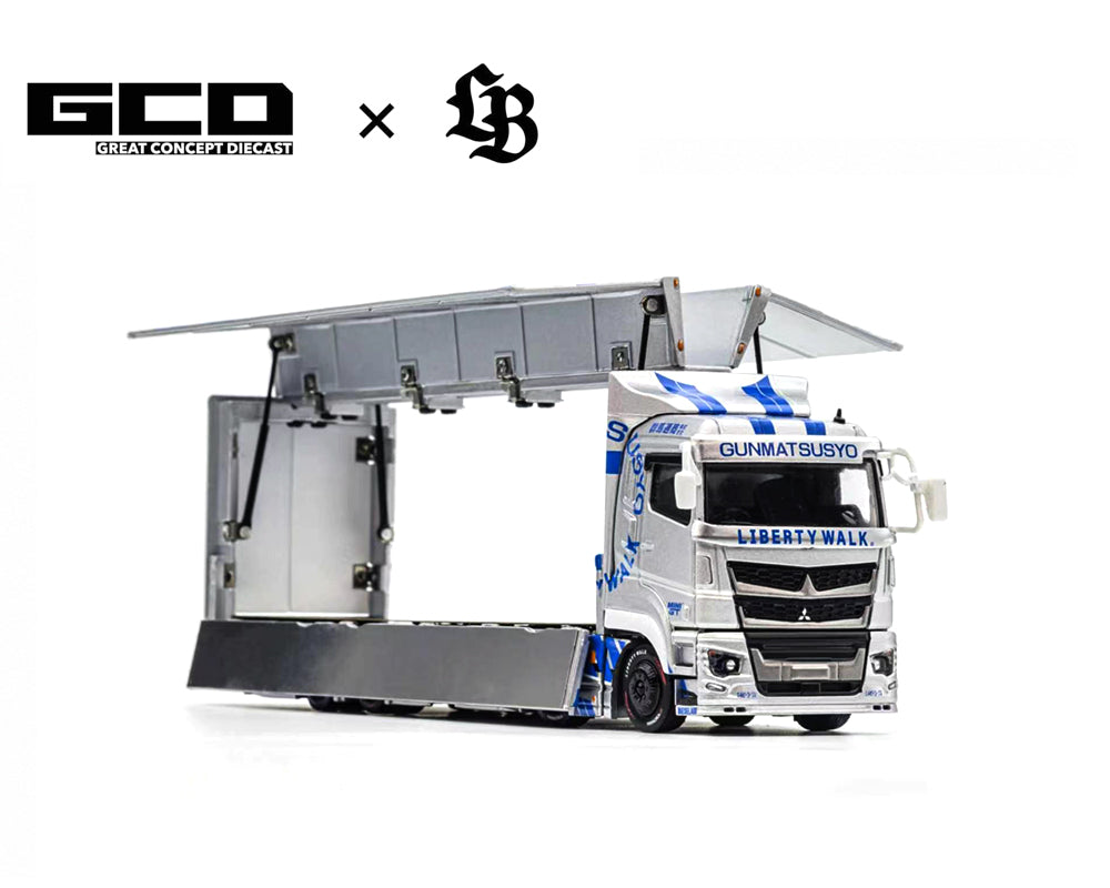 (Preorder) GCD 1:64 LBWK Mitsubishi Fuso Super Great Transporter TAS Special – Silver- Special Edition