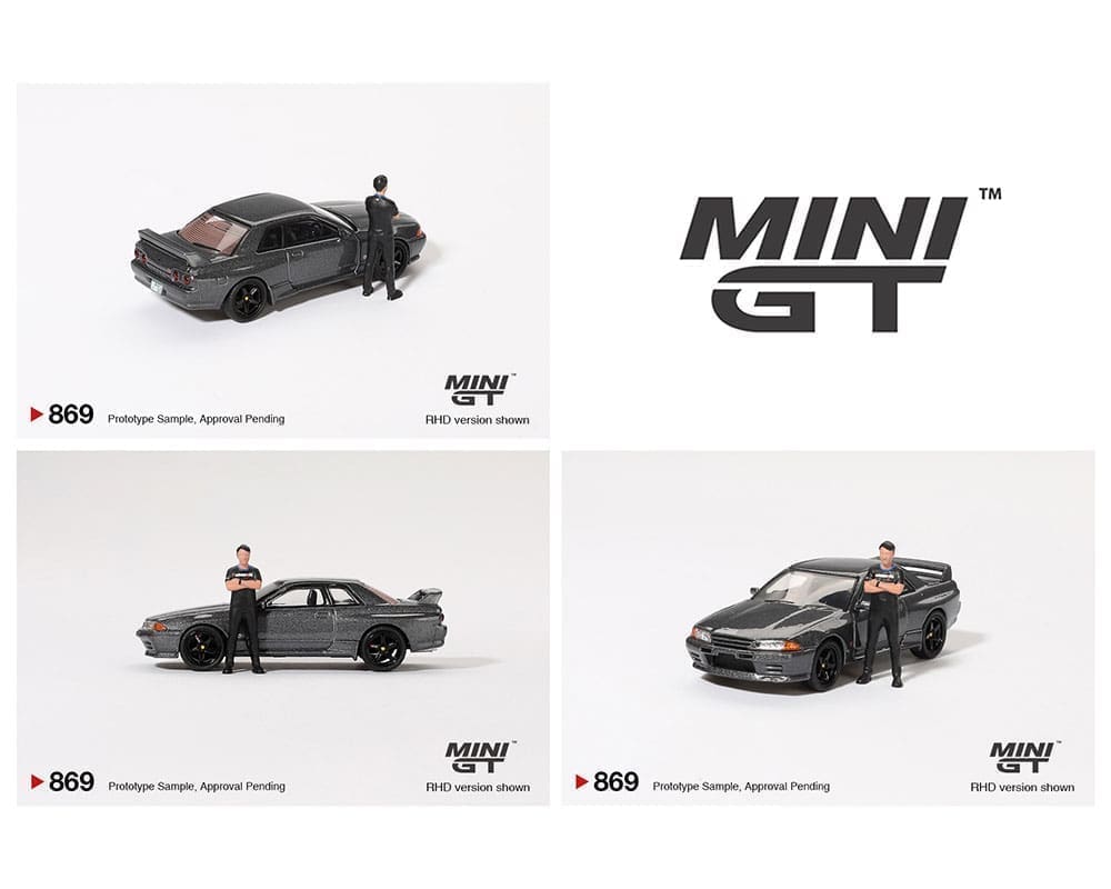 Mini GT 1:64 Nissan Skyline GT-R (R32) Nismo Gunmetal W/ Matsuda Figure – Tsugio Matsuda Collection - House of Cars Virginia