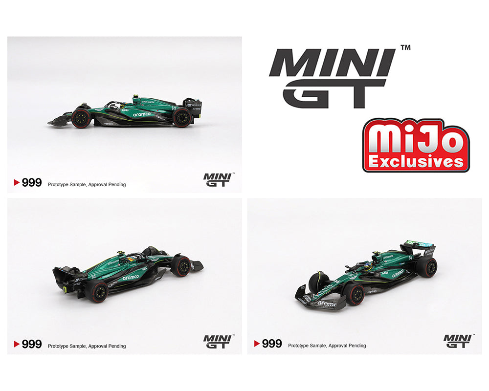 Mini GT 1:64 Aston Martin AMR24 #14 Fernando Alonso 2024 F1 2024 Bahrain GP – Mijo Exclusives