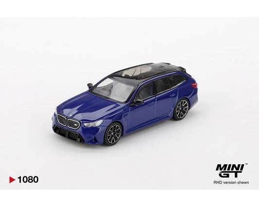 Mini GT 1:64 BMW M5 Touring (G99) – Marina Bay Blue Metallic – Mijo Exclusives