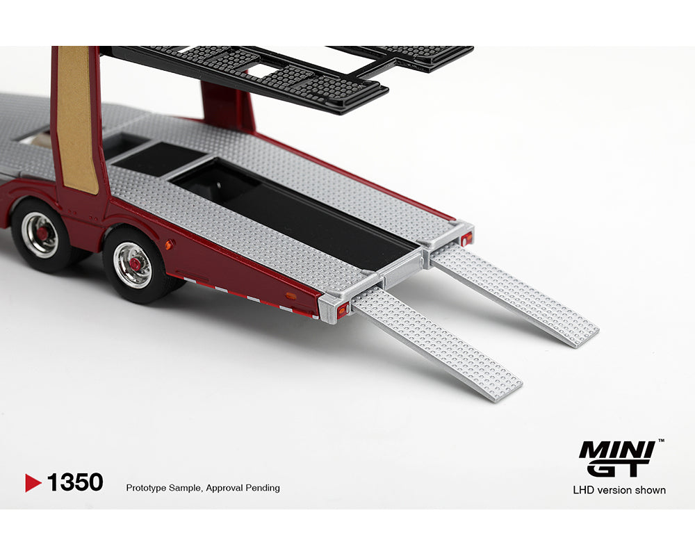 (Preorder) Mini GT 1:64 Scania 770S A6x4NA Car Transporter V8 50th anniversary + Car transporter – Red – Limited Edition