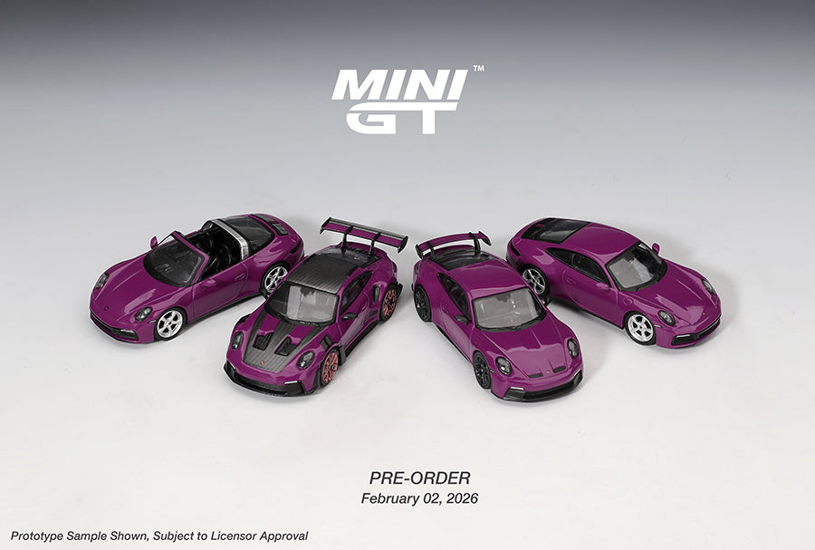 (Preorder) Mini GT 1:64 Porsche 911 (992.1) Rubystone Red Set of 4 – Special Edition - House of Cars Virginia