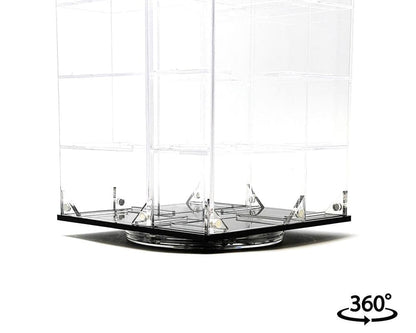 Showcase 1:64 Acrylitower 24-Car Display Desk Top Spinner with Magnetic Covers (6.5″x 6.5″x13.5″) – Clear – MiJo Exclusives