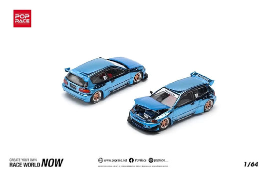 Pop Race 1:64 Pandem Civic EG6 – Blue Chrome