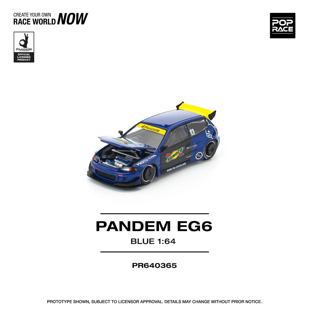Pop Race 1:64 Pandem Civic EG6 – Blue/Black "Sunoco"