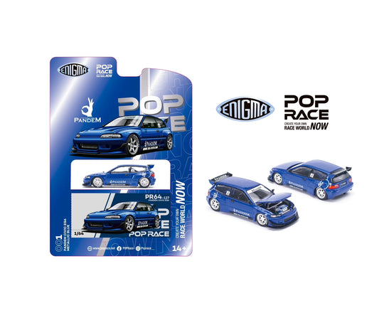 Pop Race 1:64 Enigma Exclusive Pandem Civic EG6 - Metallic Blue