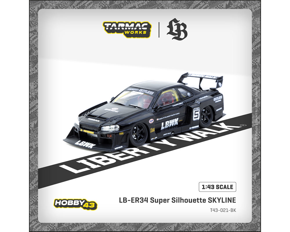 Tarmac Works 1:43 LB-ER34 Super Silhouette SKYLINE – Black - House of Cars Virginia