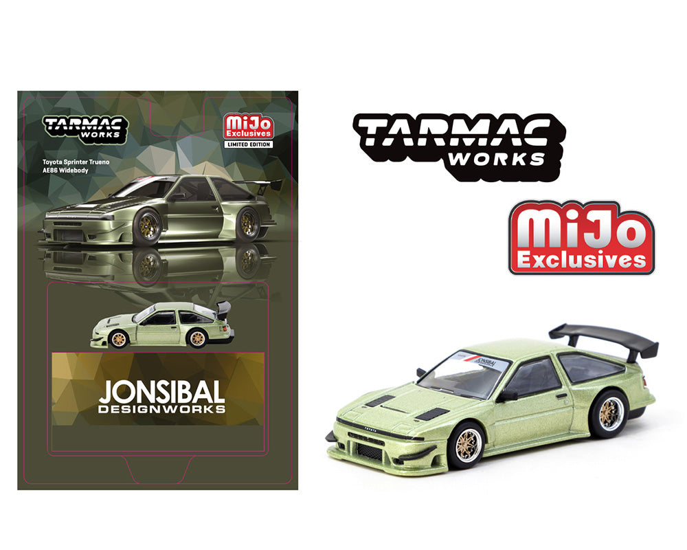 Tarmac Works 1:64 Toyota Sprinter Trueno AE86 Widebody Green JONSIBAL Designworks – Global64 MiJo Exclusives - House of Cars Virginia