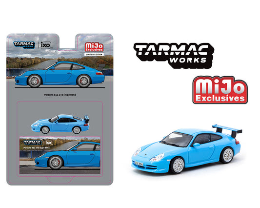 Tarmac Works 1:64 Porsche 911 GT3 (Type 996) – Light Blue- Global64 – MiJo Exclusives Limited Edition - House of Cars Virginia