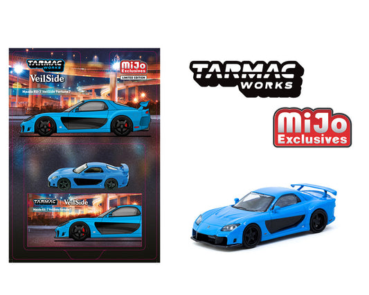 Tarmac Works 1:64 Mazda RX-7 VeilSide Fortune7 – Blue- Global64 – MiJo Exclusives