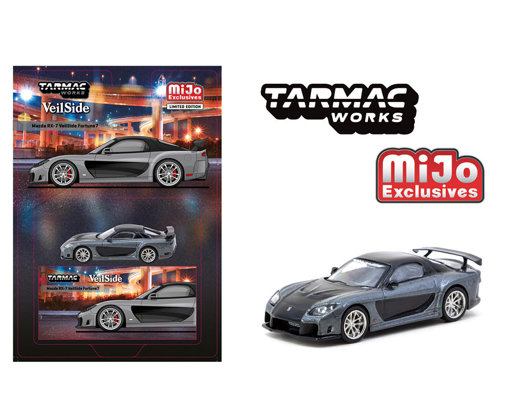 Tarmac Works 1:64 Mazda RX-7 VeilSide Fortune7- Grey metallic / Black – MiJo Exclusives