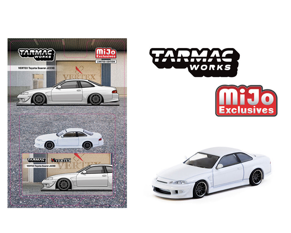 Tarmac Works 1:64 VERTEX Toyota Soarer JZZ30 – White – Global64 – MiJo Exclusives Limited Edition