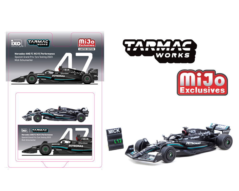 Tarmac Works 1:64 Mercedes-AMG F1 W14 E Performance Spanish Grand Prix Tyre Testing 2023 Mick Schumacher – Global64 - House of Cars Virginia