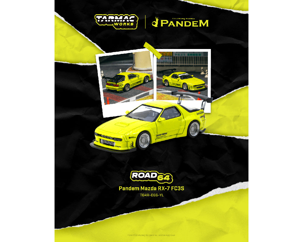 Tarmac Works 1:64 Pandem Mazda RX-7 FC3S – Yellow – Road64