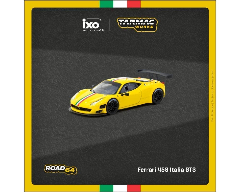Tarmac Works 1:64 Ferrari 458 Italia GT3 – Yellow – Road64 - House of Cars Virginia
