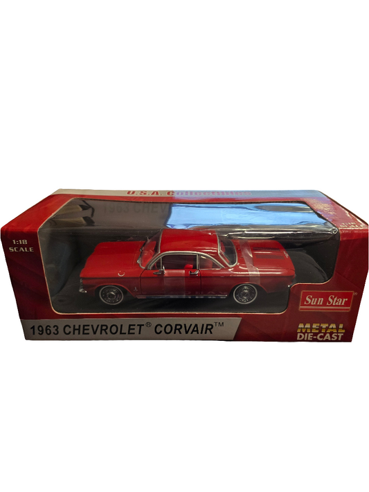 Very Rare 1963 Chevrolet Corvair Sun Star Red 1:18 Die Cast-In Box Beautiful Car - House of Cars Virginia