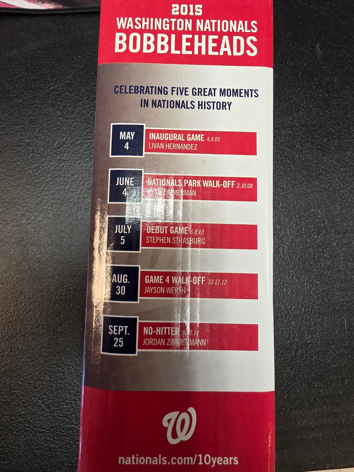 Washington Nationals 2015 Stephen Strasburg Debut Game Bobblehead - New SGA MLB - House of Cars Virginia