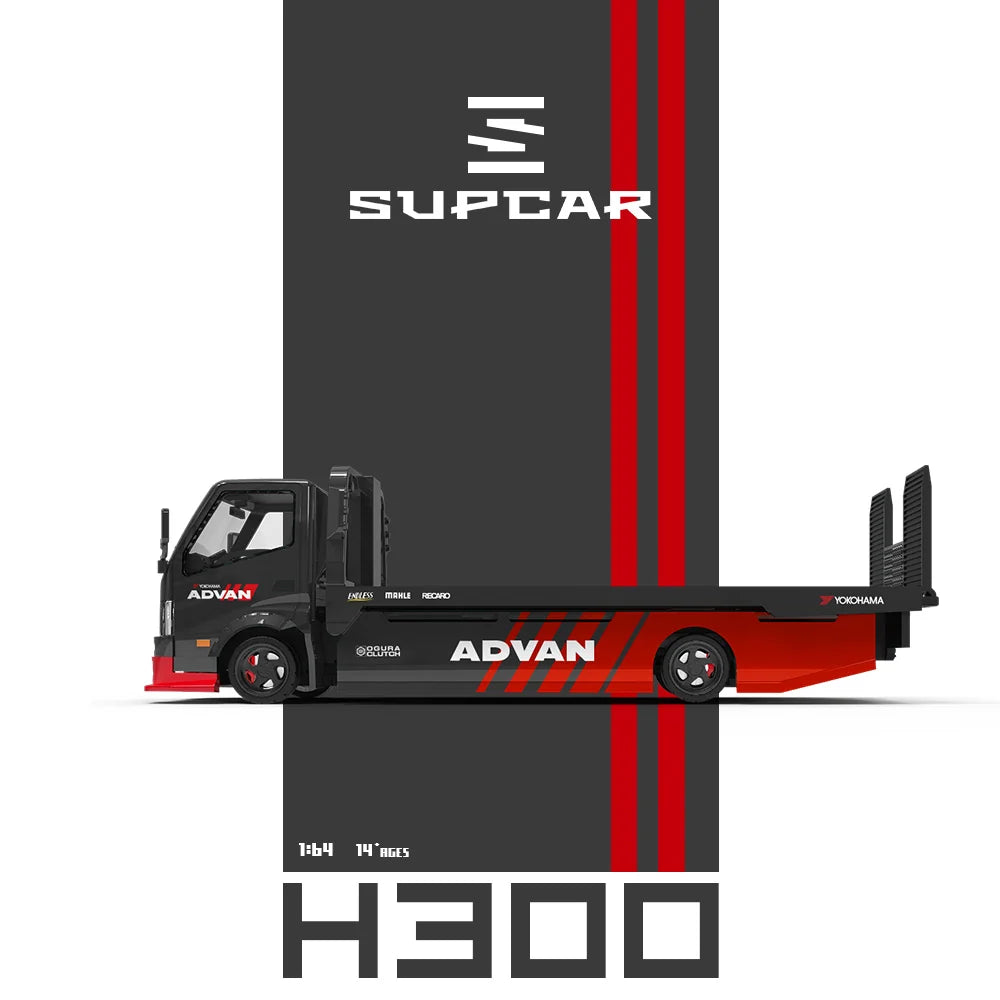 SupCar 1:64 Hino H300 Flatbed Car Hauler - Advan