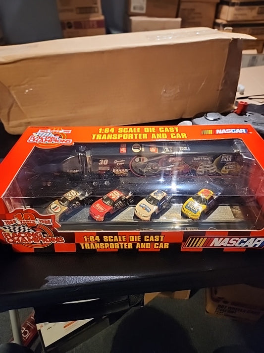 1999 racing champions 1:64 scale die cast transporter and 4 cars - House of Cars Virginia