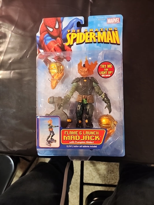 Amazing Spider-Man FLAME & LAUNCH MAD JACK Action Figure Marvel ToyBiz 2006 NIB - House of Cars Virginia