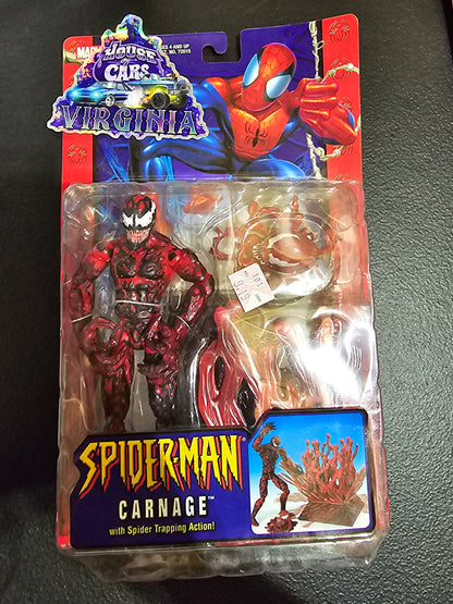 SPIDER-MAN CARNAGE WITH SPIDER TRAPPING ACTION!  RARE ACTION FIGURE - House of Cars Virginia