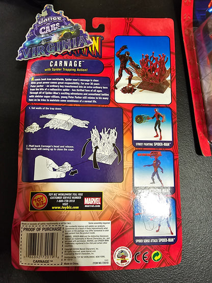SPIDER-MAN CARNAGE WITH SPIDER TRAPPING ACTION!  RARE ACTION FIGURE - House of Cars Virginia