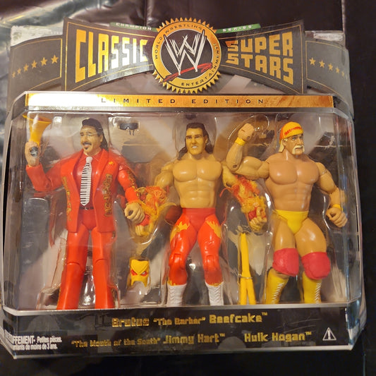 WWE Classic Superstars BRUTUS BEEFCAKE HULK HOGAN JIMMY HART Set 3 Jakks Pacific - House of Cars Virginia