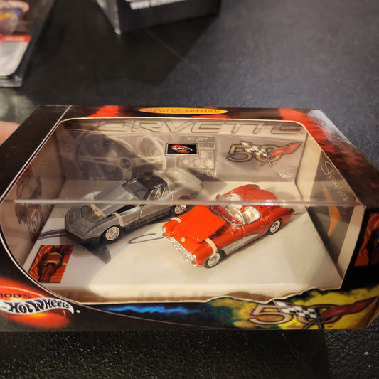 2003 Hot Wheels 100% Corvette 50th 2-Car Set '57 CORVETTE & '82 CORVETTE - House of Cars Virginia