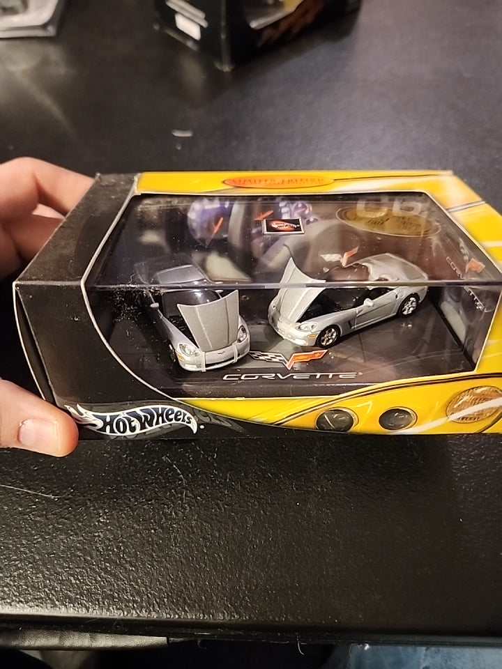 Hot Wheels 100% Corvette C6 Silver 2-Car Set Limited Edition - House of Cars Virginia