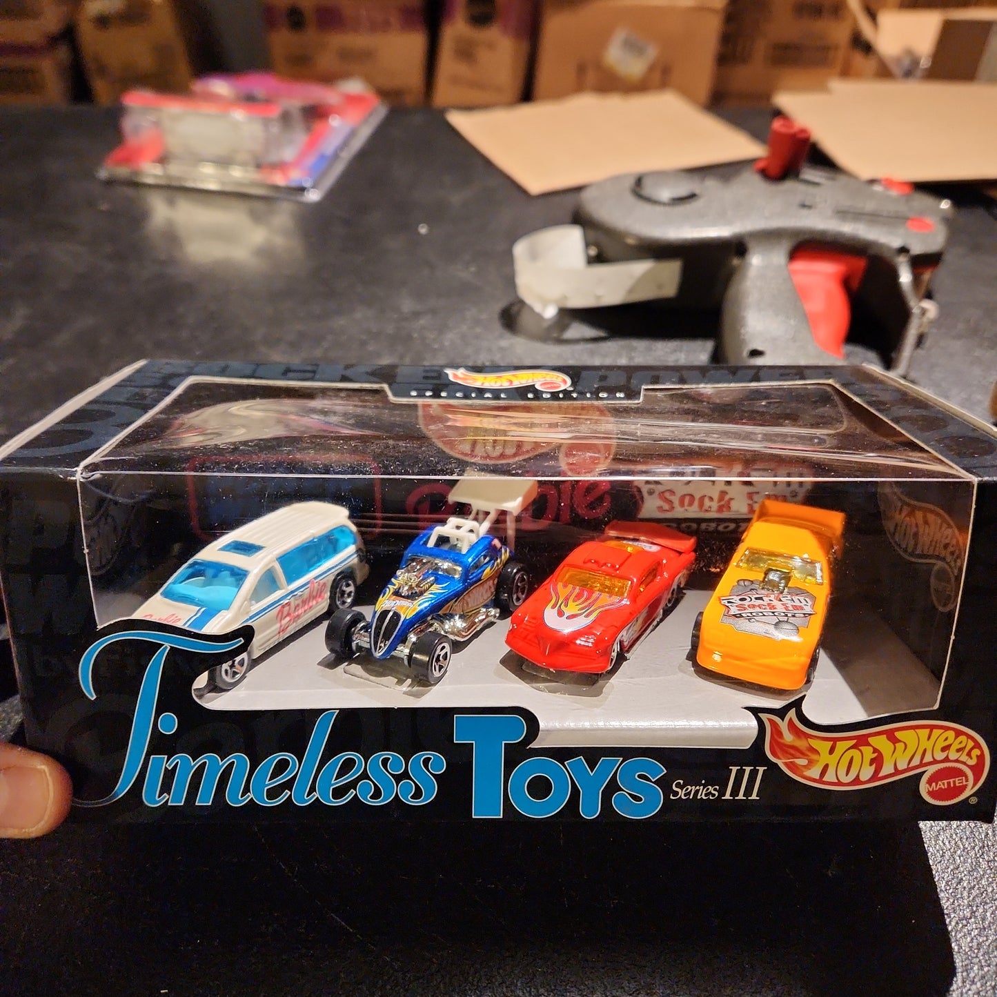Hot Wheels Timeless Toys Series III 4-vehicles including Barbie's Dodge Van - House of Cars Virginia