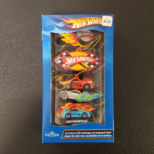 Hot Wheels & Kurt Adler 5 Piece Christmas Ornament Set Resin NOS Vintage - House of Cars Virginia
