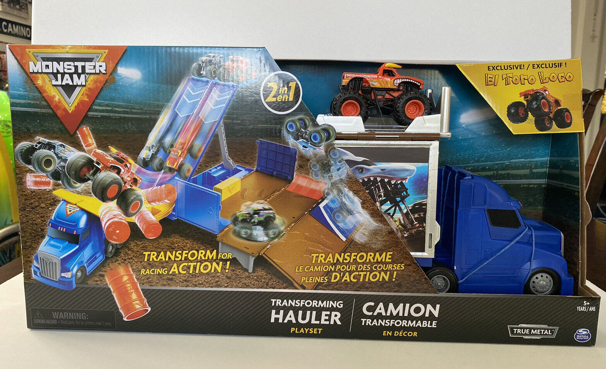 MONSTER JAM 2-IN-1 TRANSFORMING HAULER & RAMP JUMP EXCLUSIVE EL TORO L ...