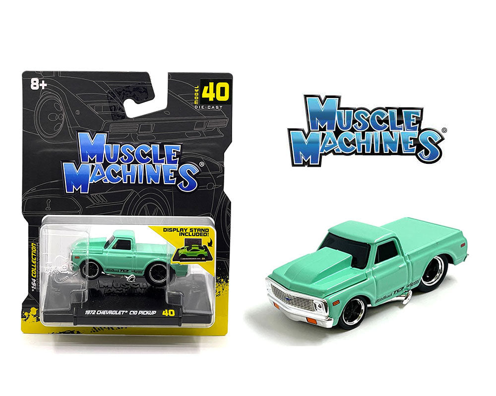 Muscle Machines 1:64 1972 Chevrolet C10 Pickup – Green - House of Cars Virginia