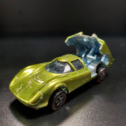 Vintage Hot Wheels Redline 1969 Lola GT70 US Antifreeze Green Made in USA - House of Cars Virginia