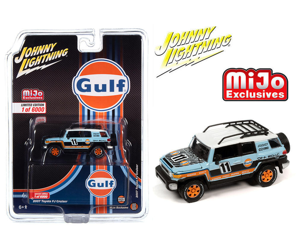 Johnny Lightning 1:64 2007 Toyota FJ Cruiser 4×4 Off-Road Gulf Racing – Blue – Mijo Exclusives Limited Edition 6,000 Pieces - House of Cars Virginia