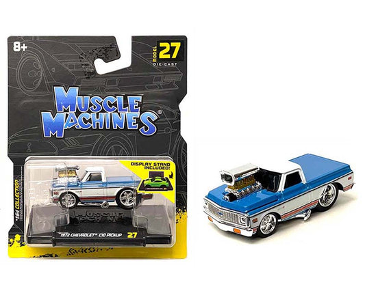 Muscle Machines 1:64 1972 Chevrolet C10 Pickup Blue - House of Cars Virginia