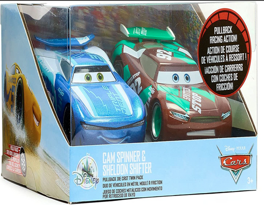 Disney Parks Pixar Cars Cam Spinner & Sheldon Shifter Pullback Car - House of Cars Virginia