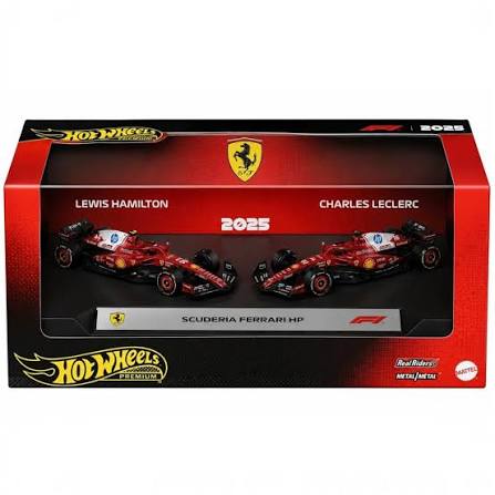 Hot Wheels Premium F1 2025 2-pack Team Scuderia Ferrari | HP Lewis Hamilton #44 / Charles Leclerc #16