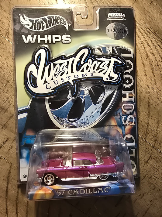 Hot Wheels Whips 57 Cadillac Purple West Coast Customs 1/30000 - House of Cars Virginia