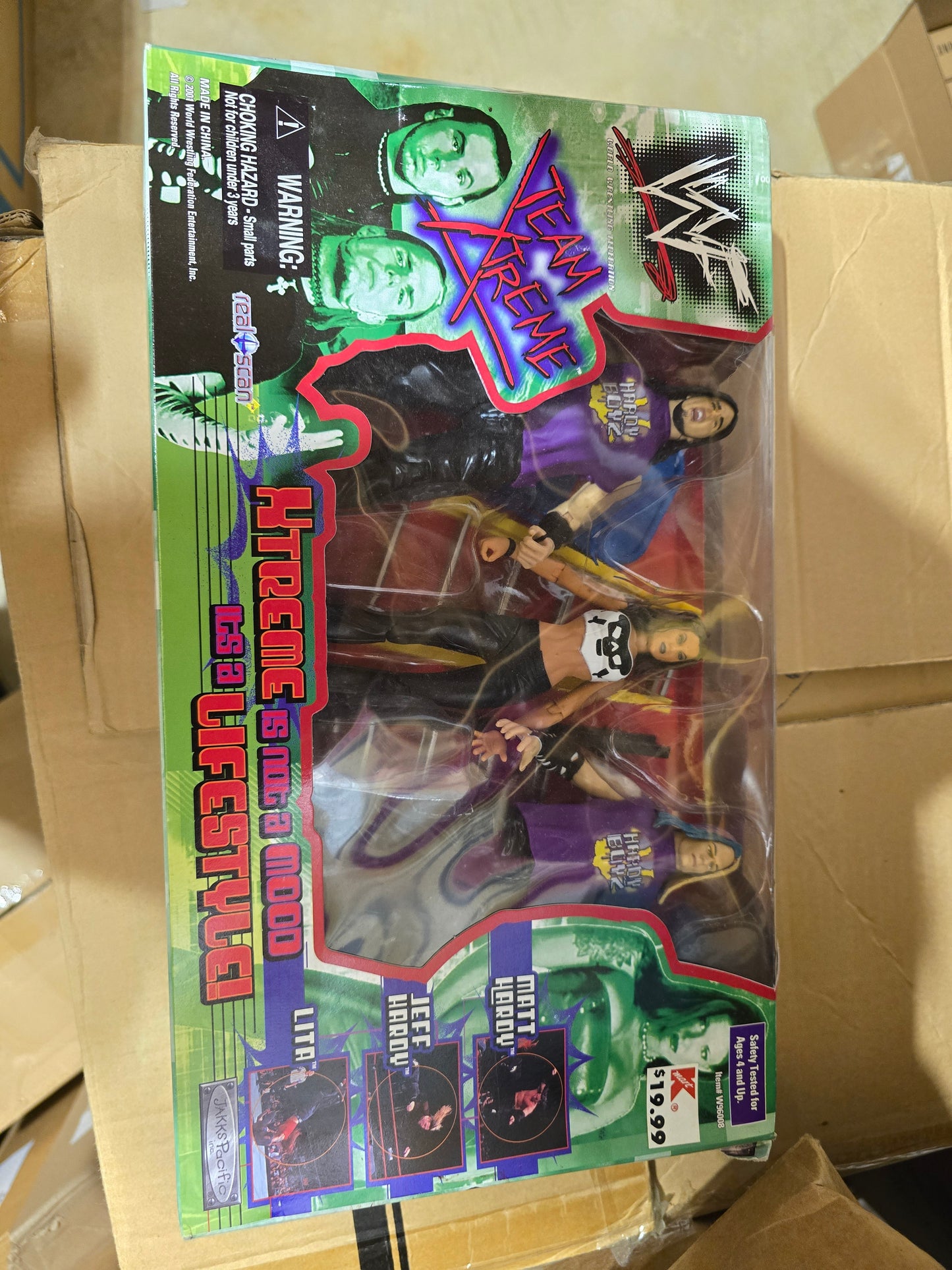 WWF Jakks Team Xtreme Lita & The Hardy Boyz Jeff & Matt Hardy Action Figures WWE as is - House of Cars Virginia