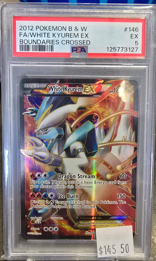 2012 Pokemon B&W FA/White Kyurem EX Boundaries Crossed PSA 5