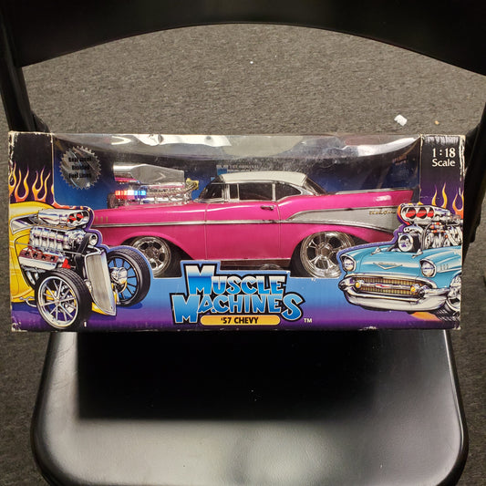 Muscle Machines '57 Chevy 1/18 Pink with Silver Trim 027 - House of Cars Virginia