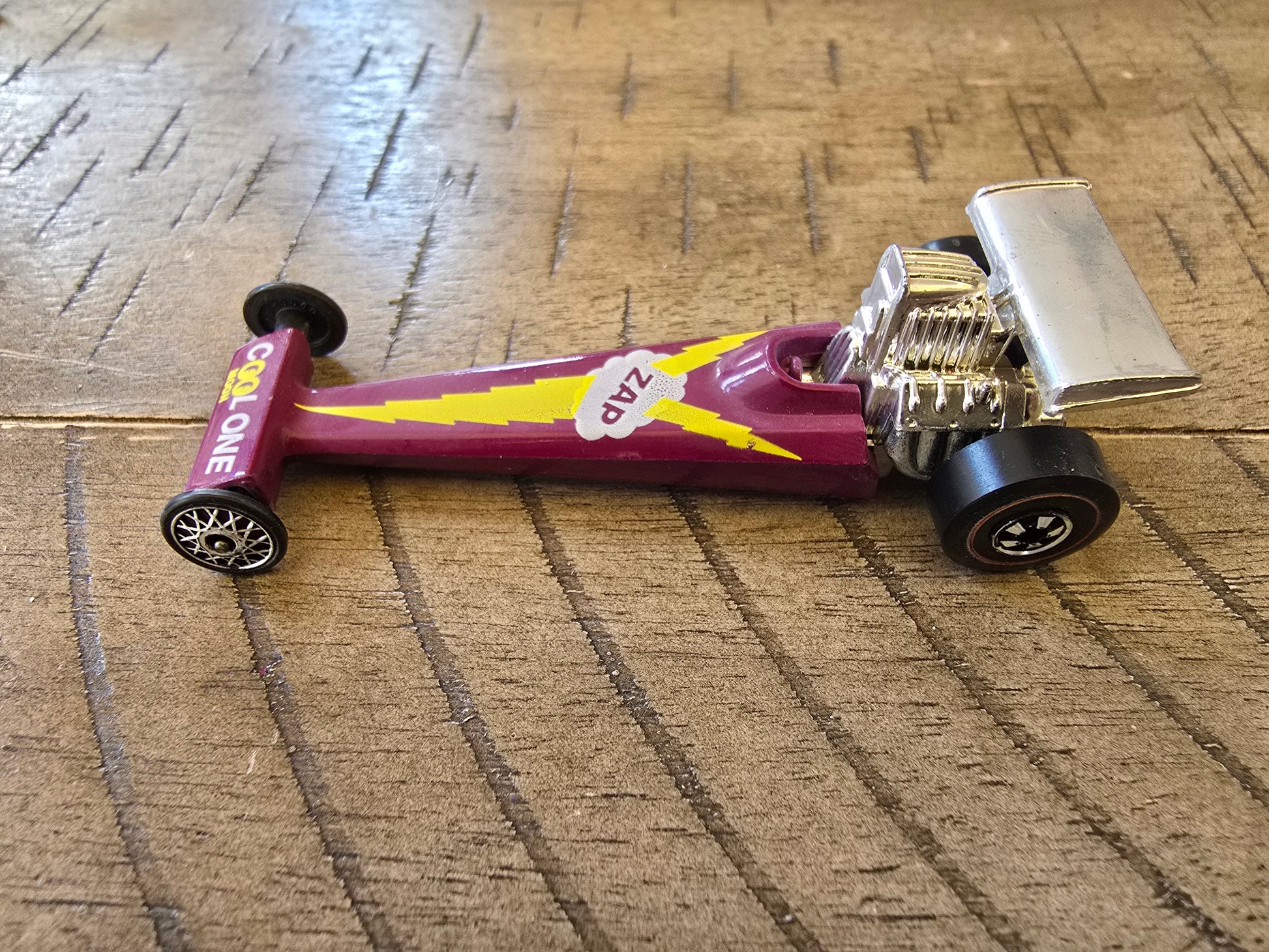 Hot Wheels Redline 'FLYING COLORS' Cool One Dragster Plum w/Yellow Whi ...