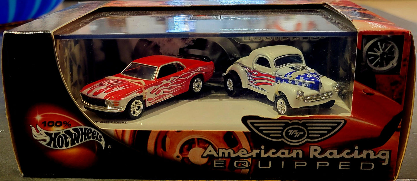 100% Hot Wheels American Racing Equipped '70 Mustang & '41 Willy's Coupe - House of Cars Virginia