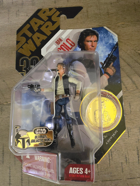 2007 Hasbro Star Wars 30th Anniversary 3.75" Han Solo Figure Galactic Hunt NEW - House of Cars Virginia